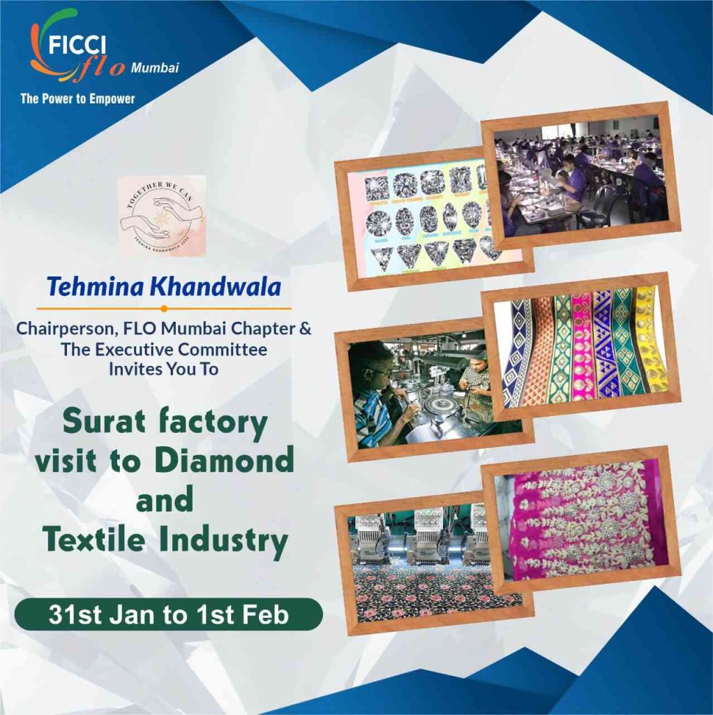 FLO Mumbai visit to Surat - Diamond and Textile Factories